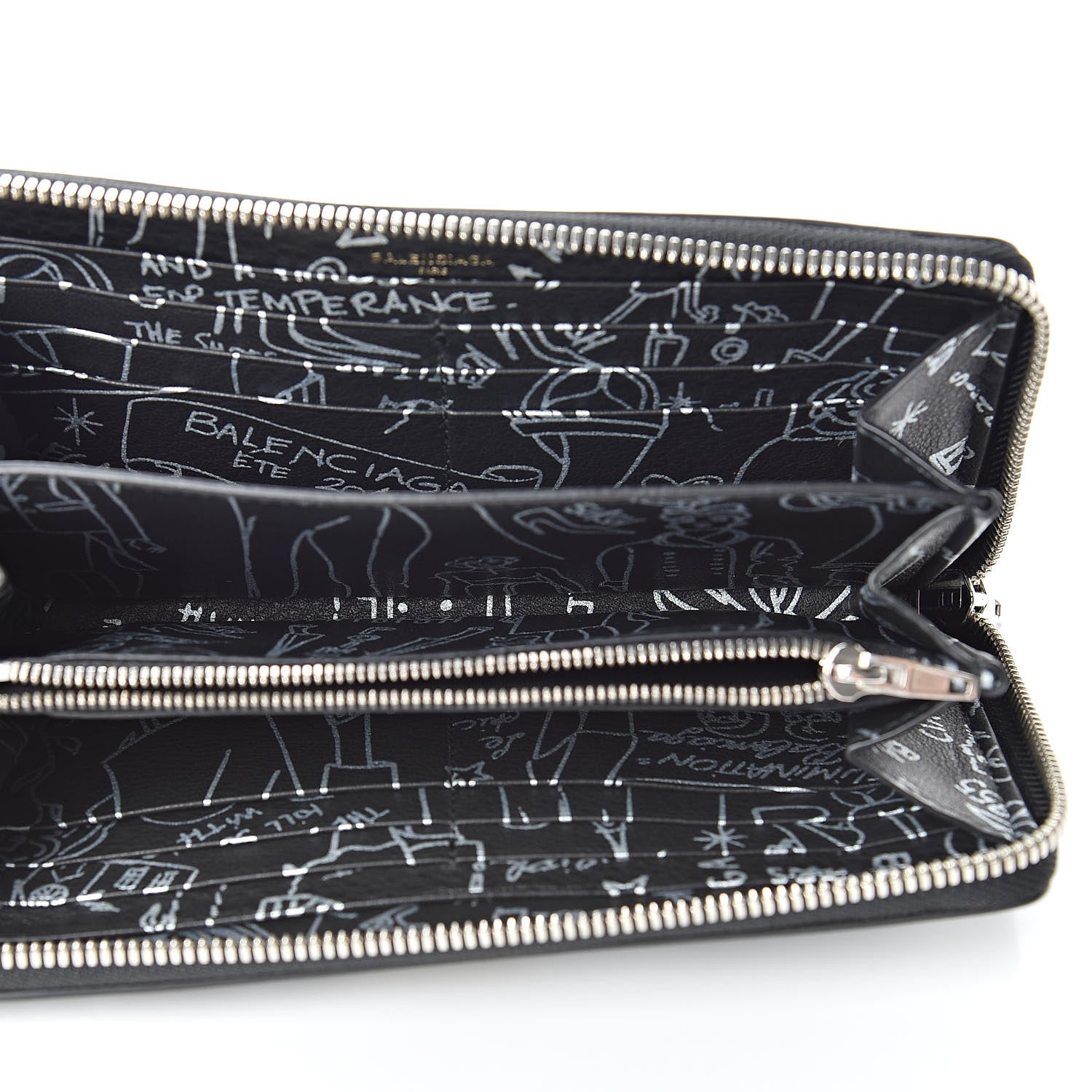 Balenciaga Calfskin Printed Tattoo Everyday Continental Zip Around Wallet Black Silver Hardware 5 of 8