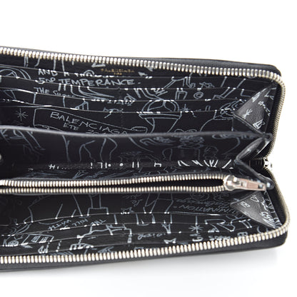 Balenciaga Calfskin Printed Tattoo Everyday Continental Zip Around Wallet Black Silver Hardware 5 of 8