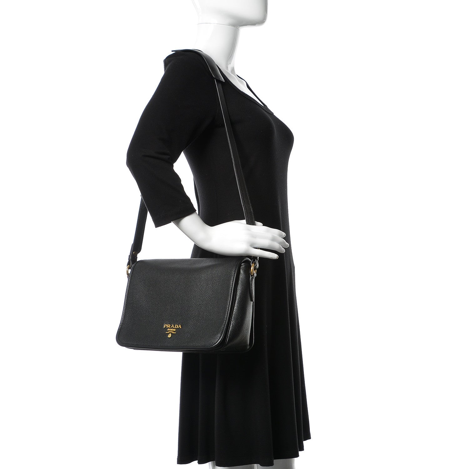 Prada Vitello Phenix Crossbody Bag Black 2 of 9