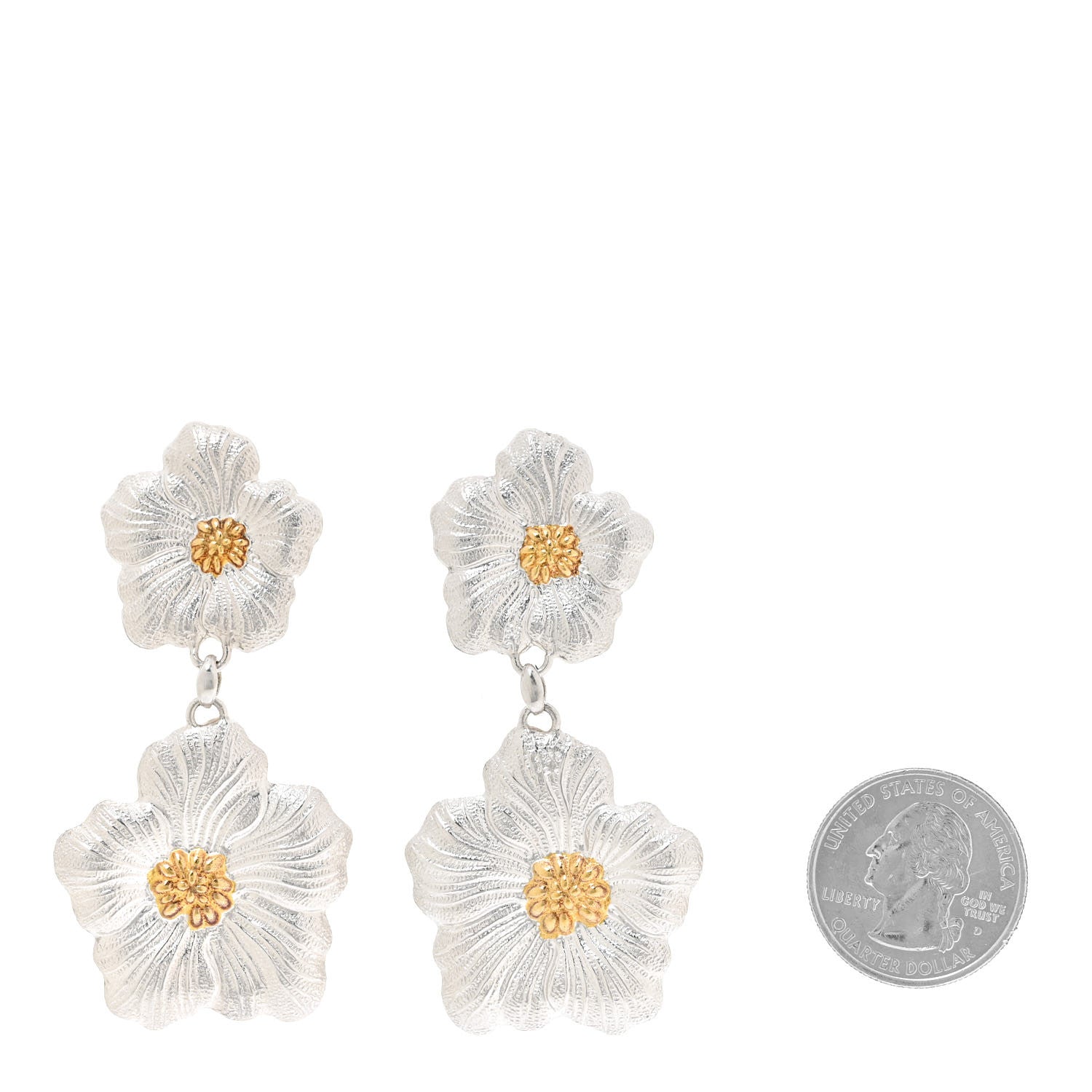 Buccellati Sterling Silver Vermeil Blossoms Gardenia Drop Earrings 2 of 7
