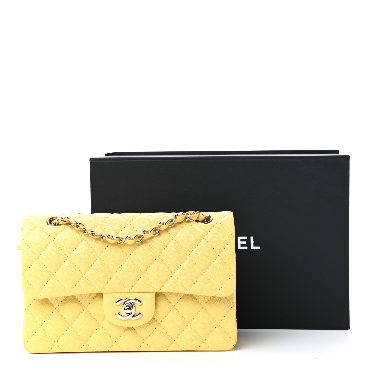 Chanel Caviar Quilted Small Double Flap Yellow 11 of 11