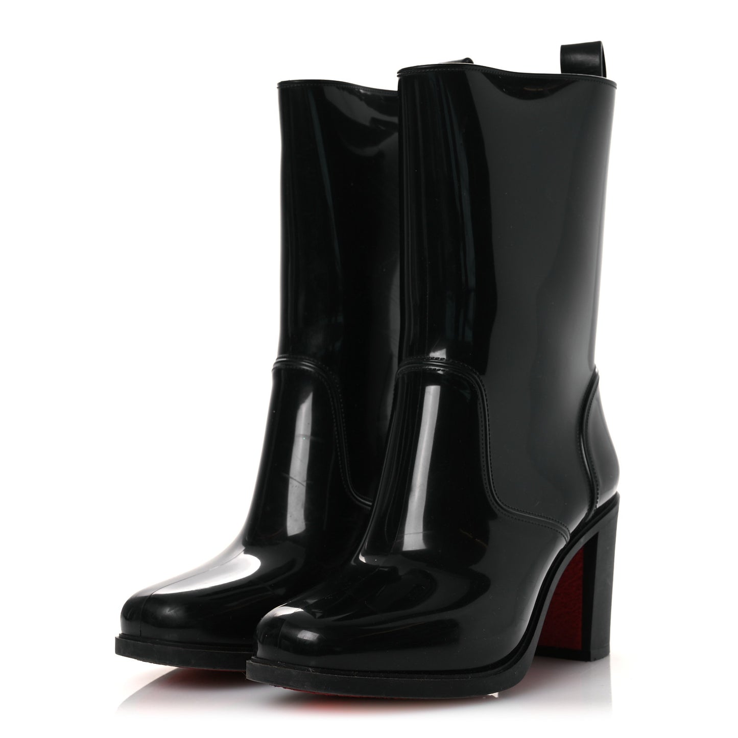 Recycled PVC Calfskin Loubirain 70 Boots 37 Black