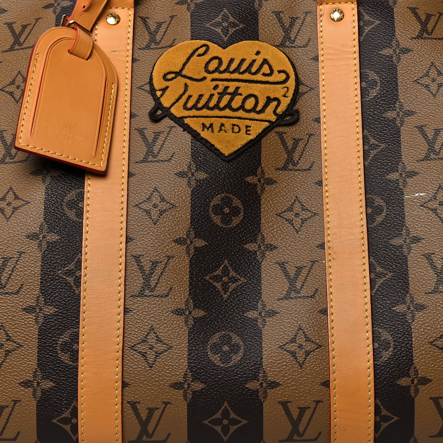 Louis Vuitton X NIGO Reverse Monogram Stripe Keepall Bandouliere 50 Brown 6 of 17