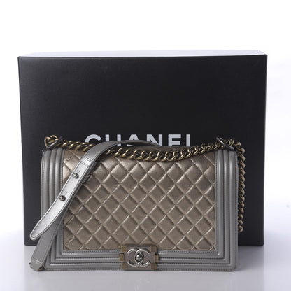 Chanel Metallic Calfskin Quilted New Medium Boy Flap Khaki 10 of 10