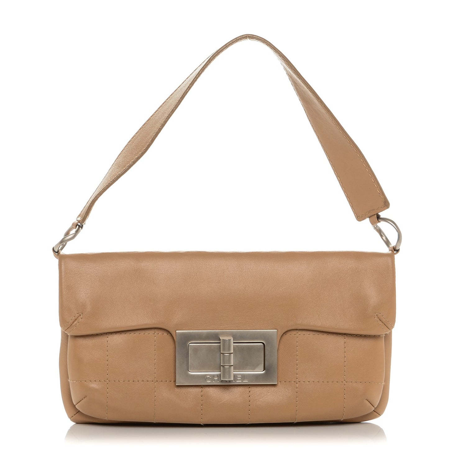 Calfskin Square Stitched Mademoiselle Shoulder Bag Tan