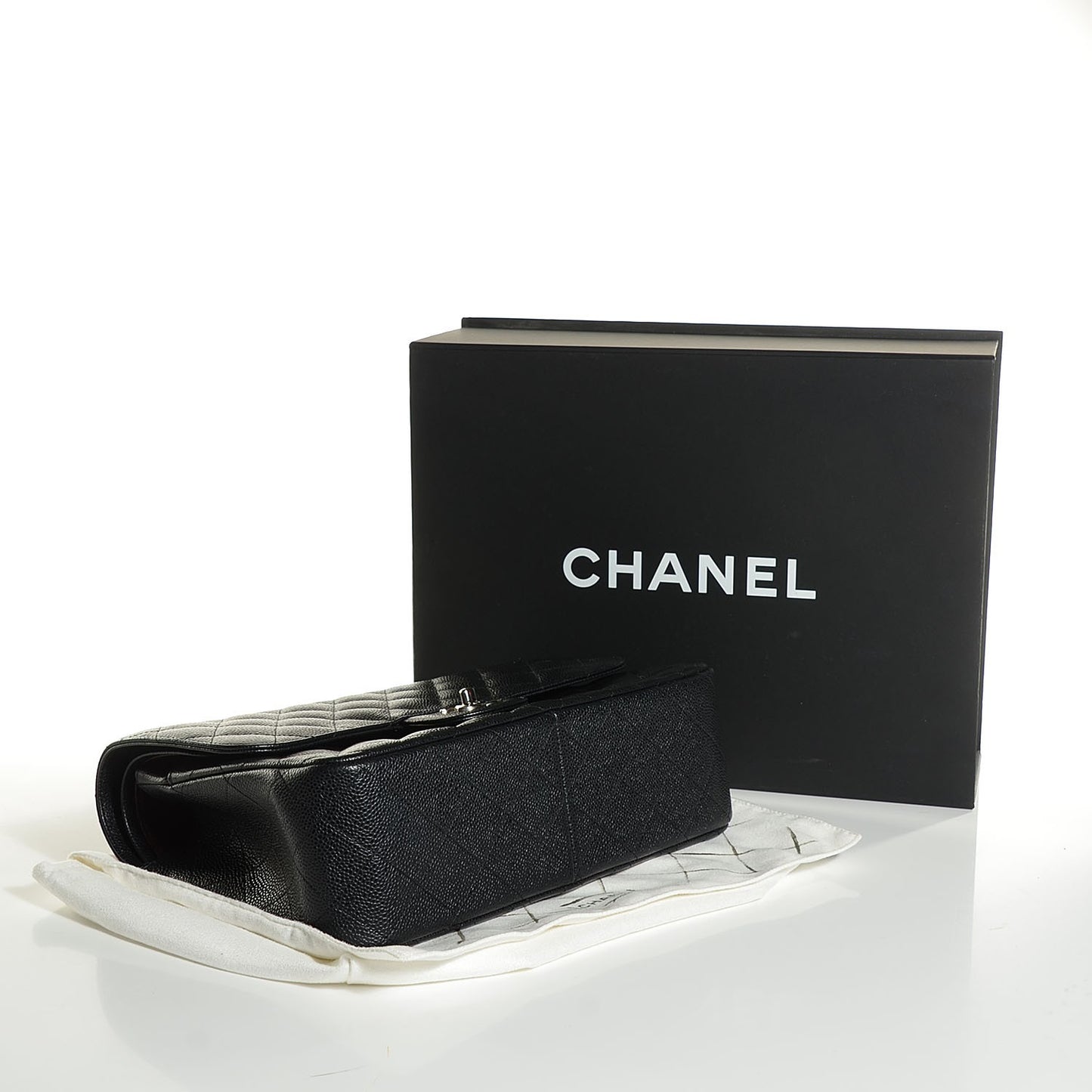 Caviar Quilted Jumbo Double Flap Black