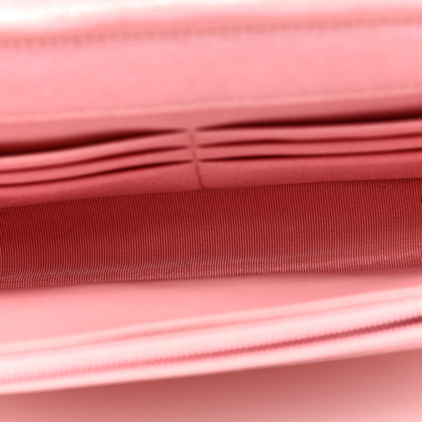 Iridescent Caviar Quilted Wallet on Chain WOC Rose Pink
