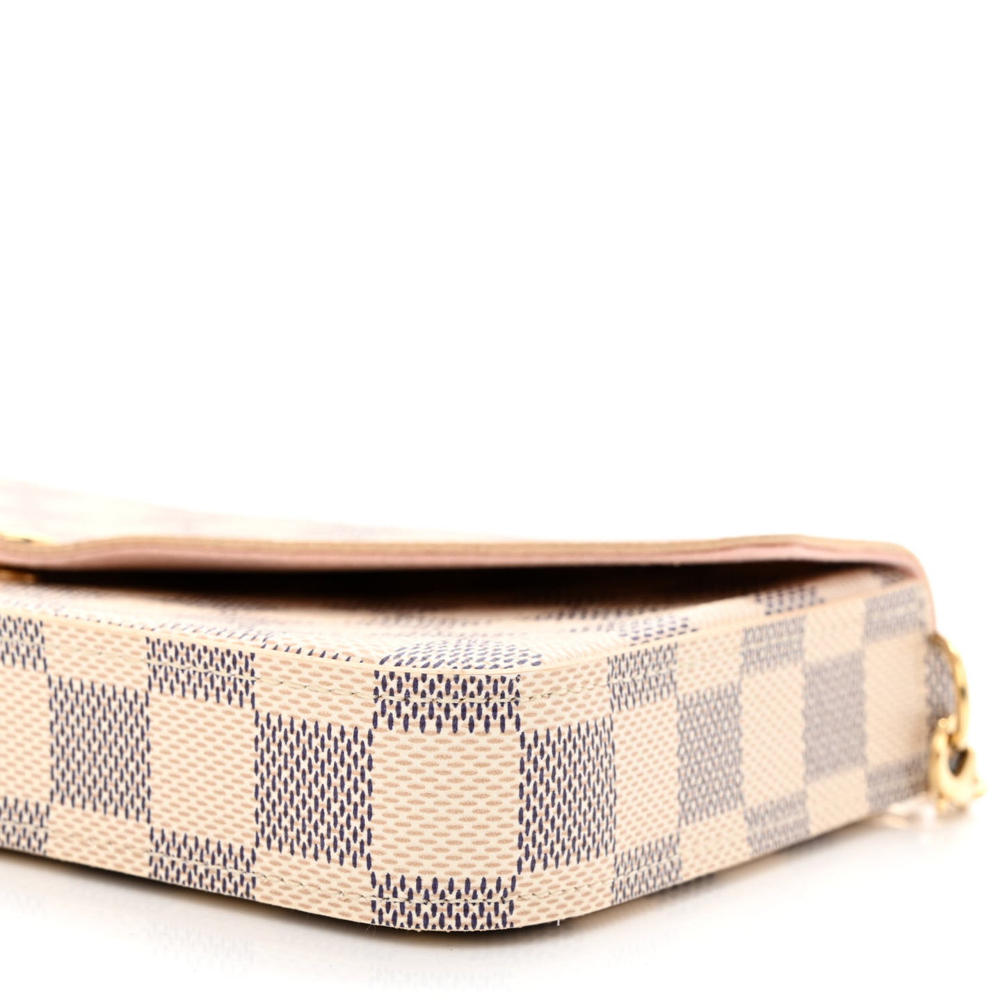 Damier Azur Pochette Felicie Chain Wallet Rose Ballerine