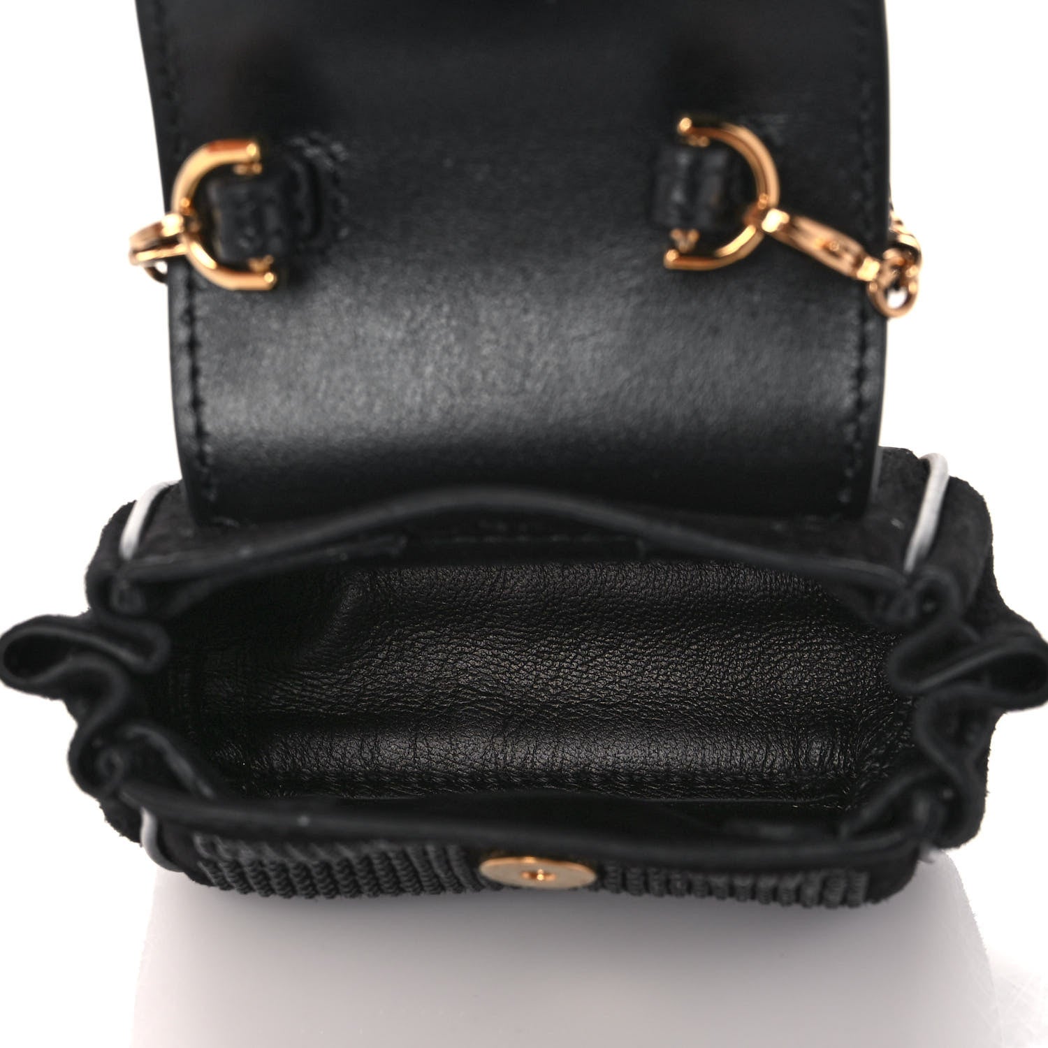 Versace Suede Crystal Studded Micro La Medusa Bag Black 5 of 9