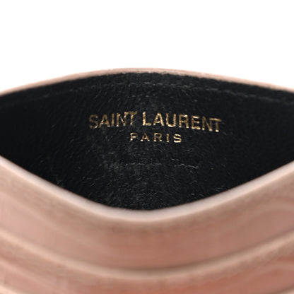 Saint Laurent Calfskin Crocodile Embossed Monogram Card Case Rose Antic 6 of 10