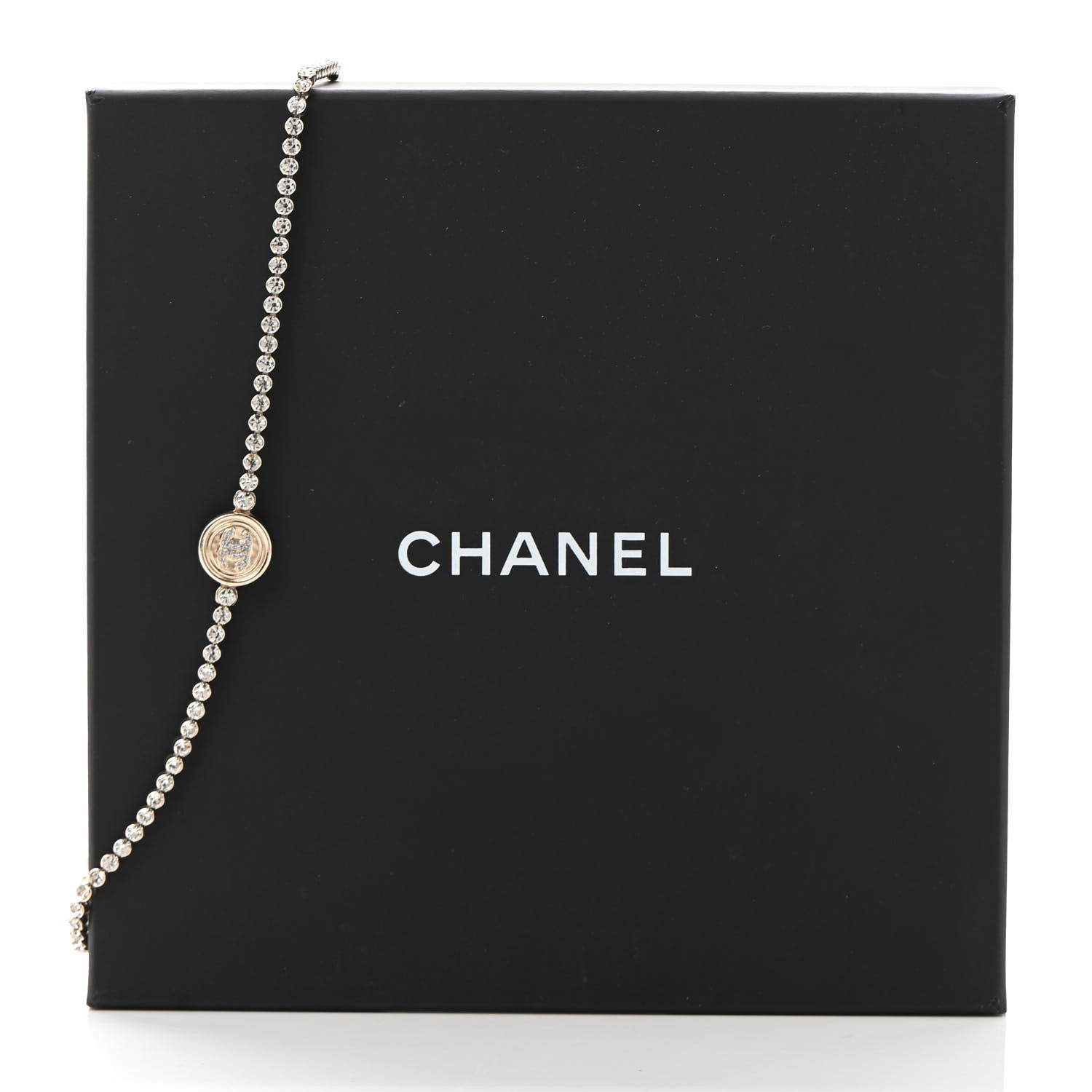 Chanel Crystal CC Chain Short Necklace Gold 7 of 7