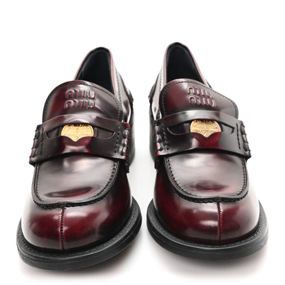 Miu Miu Spazzolato Fume Penny Platform Loafers 38 Porpora 3 of 10
