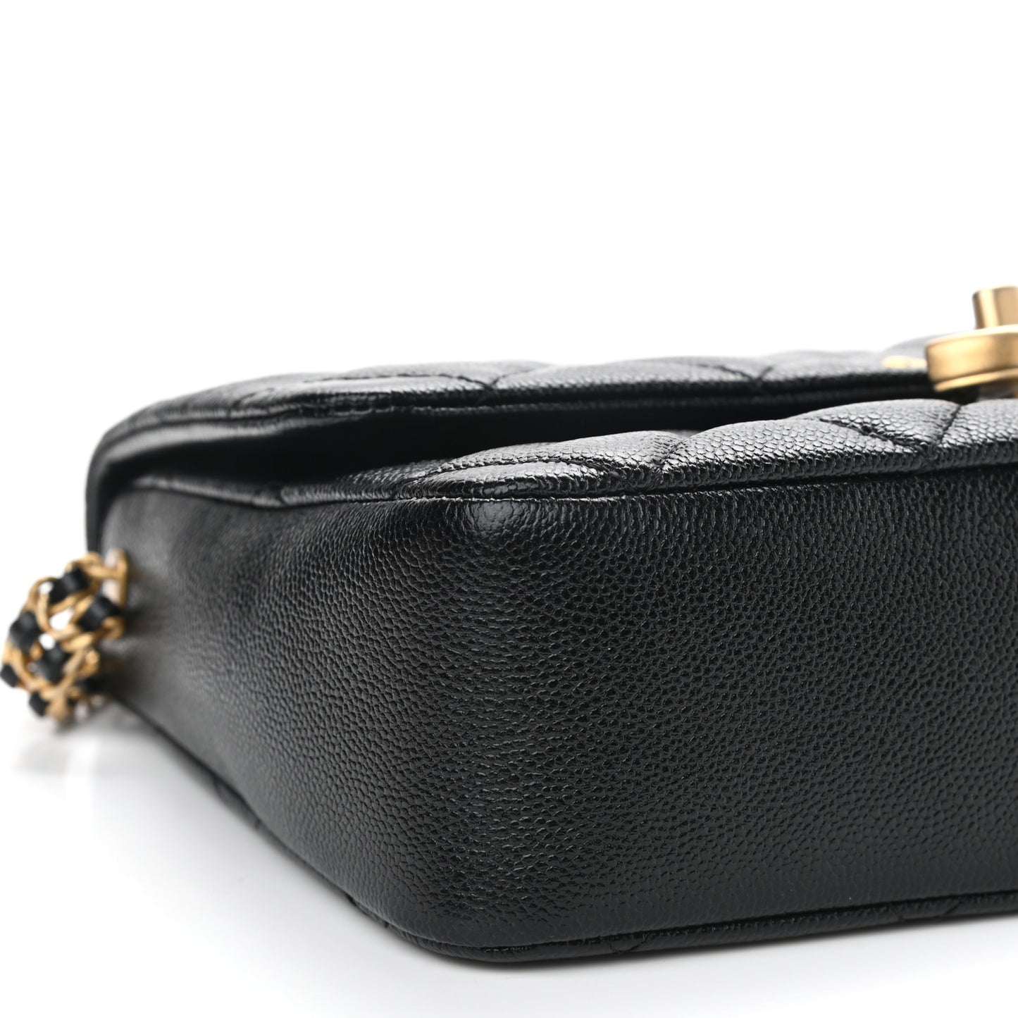 Shiny Caviar Quilted Large Chain Melody Flap Black