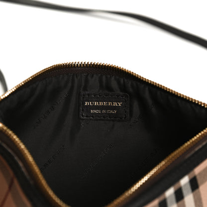 Burberry Haymarket Check Small Peyton Crossbody Clutch Bag Chocolate 6 of 12
