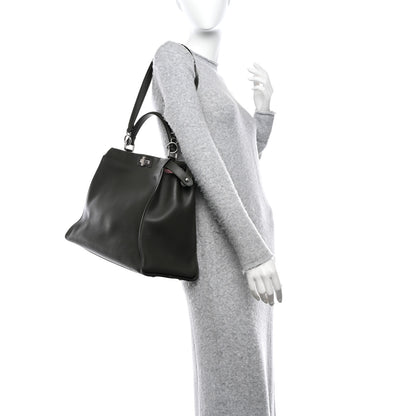 Fendi Vitello Seta Shiny Nappa Large Peekaboo Iconic Satchel Verde Prato 2 of 18