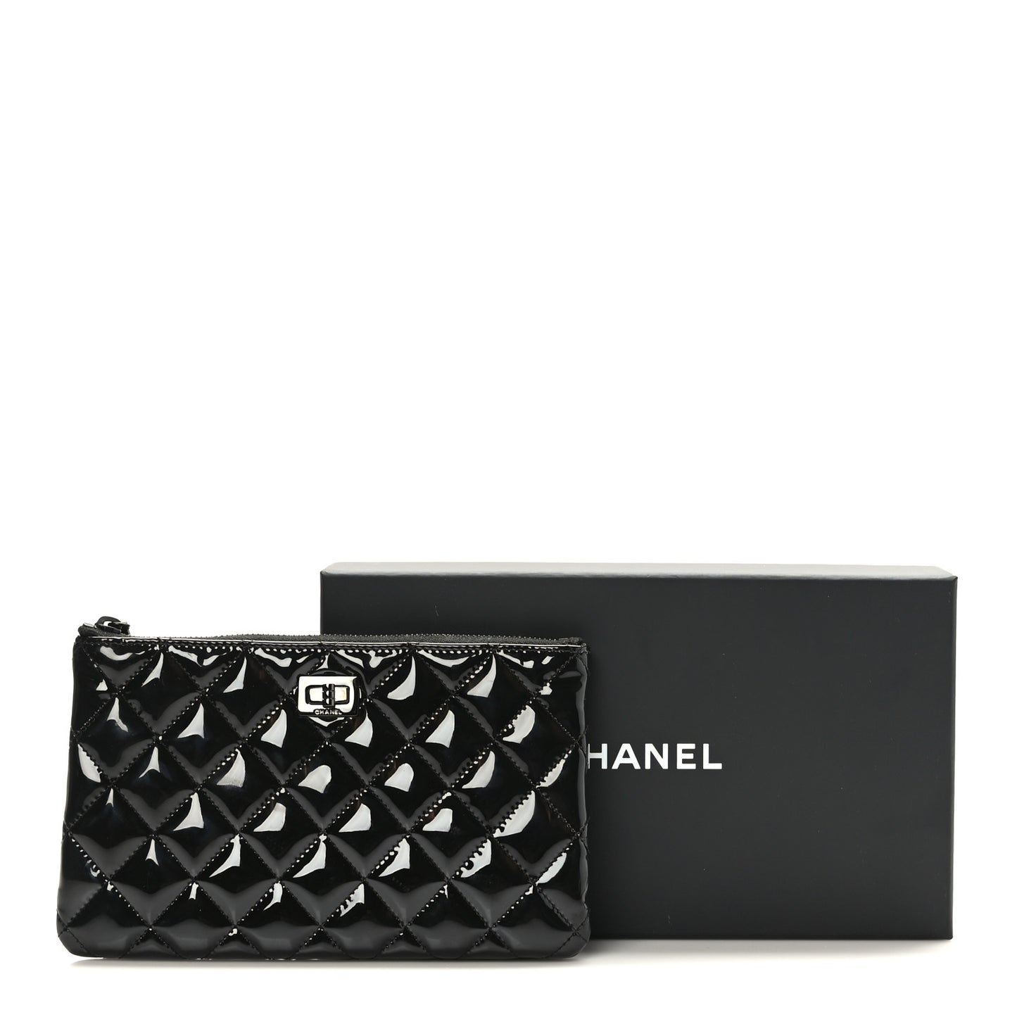 Patent Quilted Medium Reissue Cosmetic Case So Black