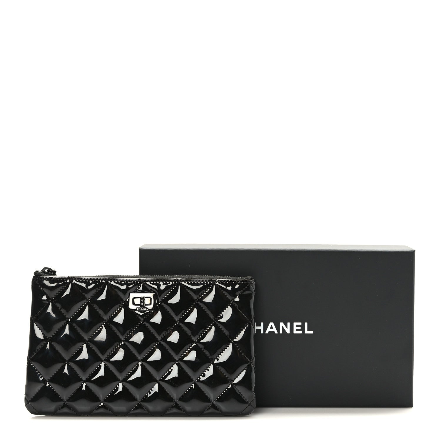 Chanel Patent Quilted Medium Reissue Cosmetic Case So Black 7 of 7