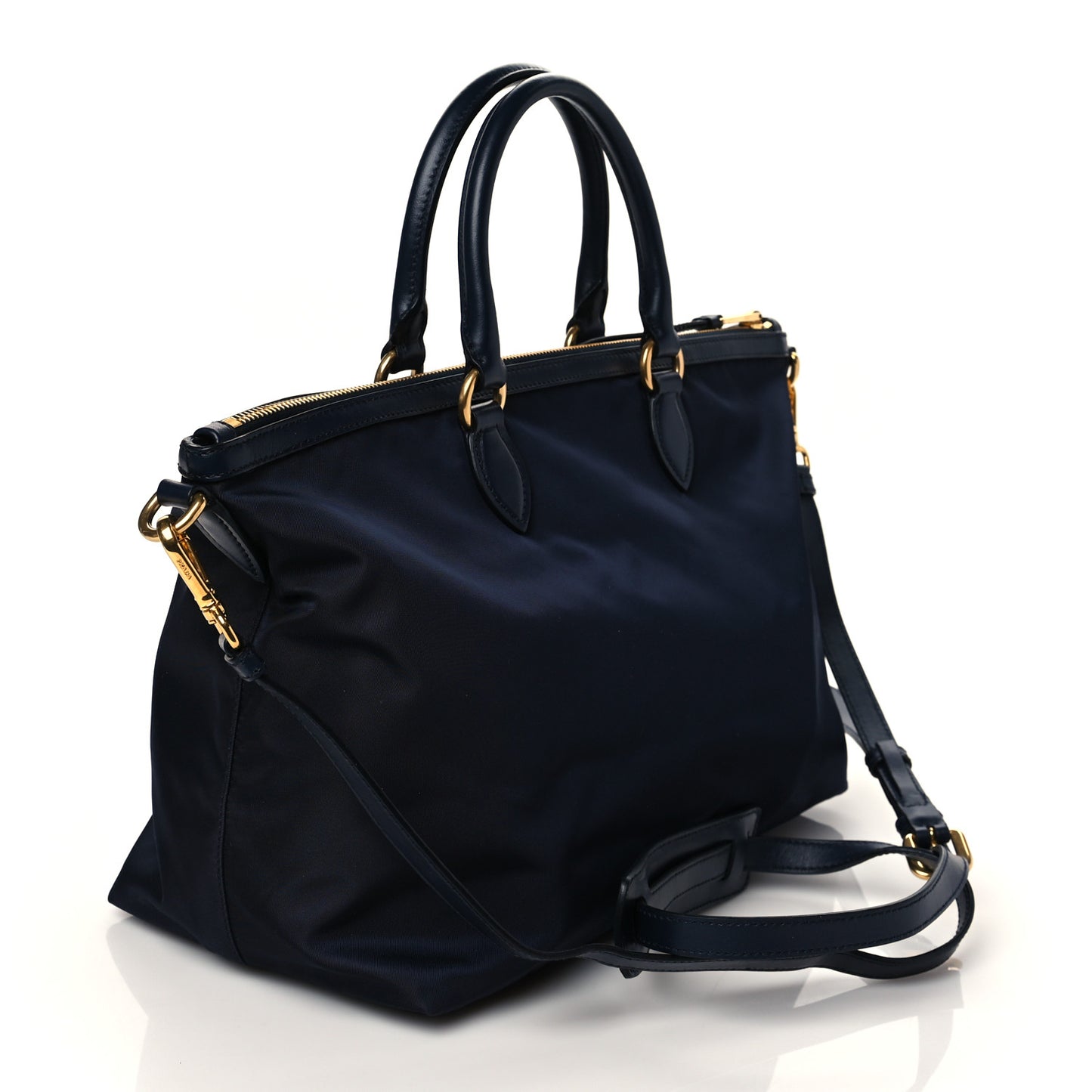 Nylon Tessuto Soft Calf Tote Blue