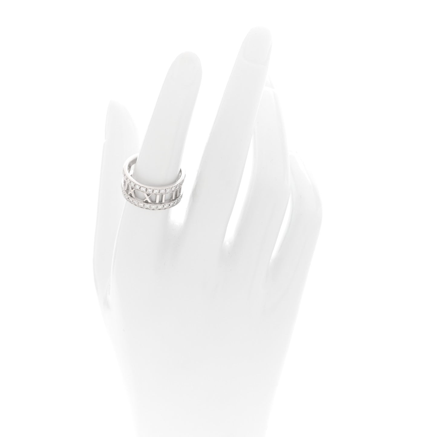 18K White Gold Diamond Wide Atlas Open Ring 54 6.75