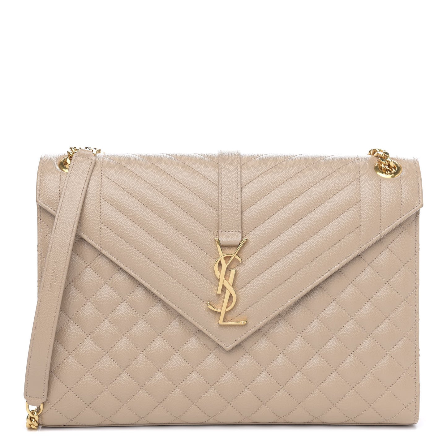 Grain De Poudre Mixed Matelasse Large Triquilt Monogram Satchel Dark Beige