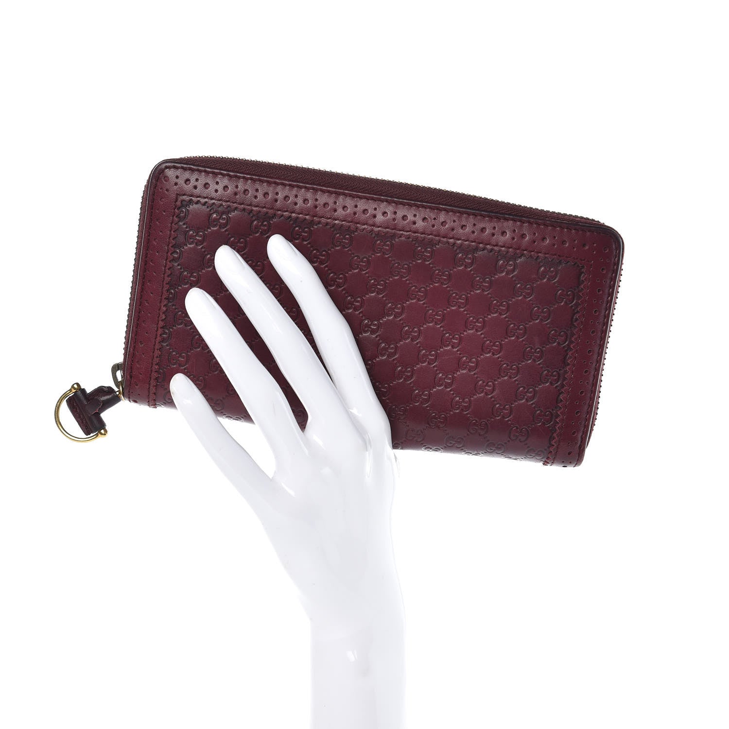 Gucci Microguccissima Brogue Zip Around Wallet Burgundy 2 of 7