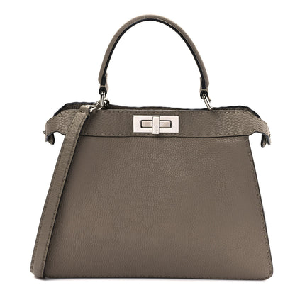 Fendi Cuoio Romano Selleria Chamois Medium Peekaboo I SEE U Satchel Corda Camelia Cipria 1 of 8
