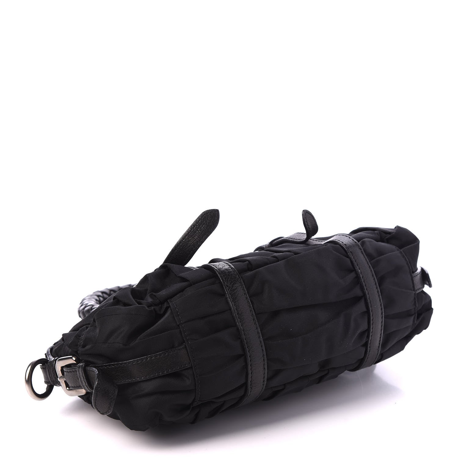 Prada Tessuto Nylon Nappa Braided Gaufre Shopping Satchel Black 3 of 8