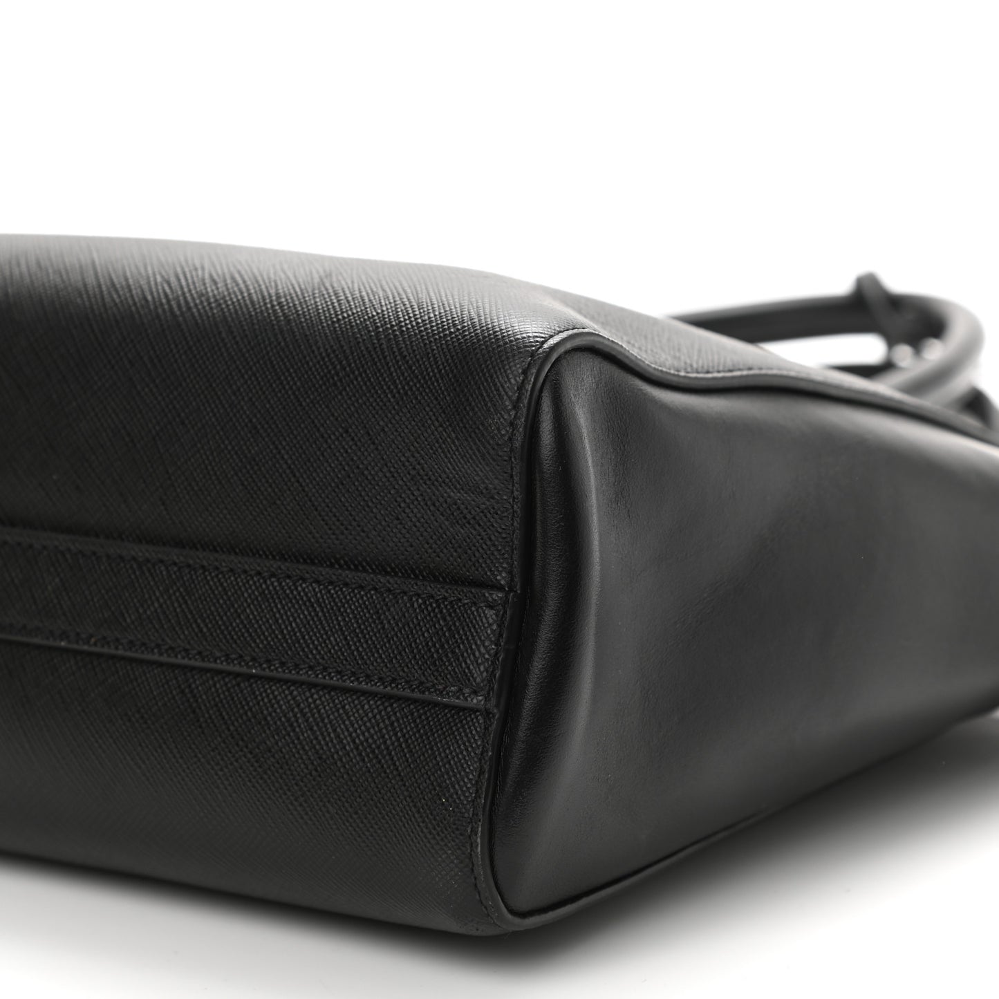 Saffiano Soft Calfskin Small Zippered Tote Black
