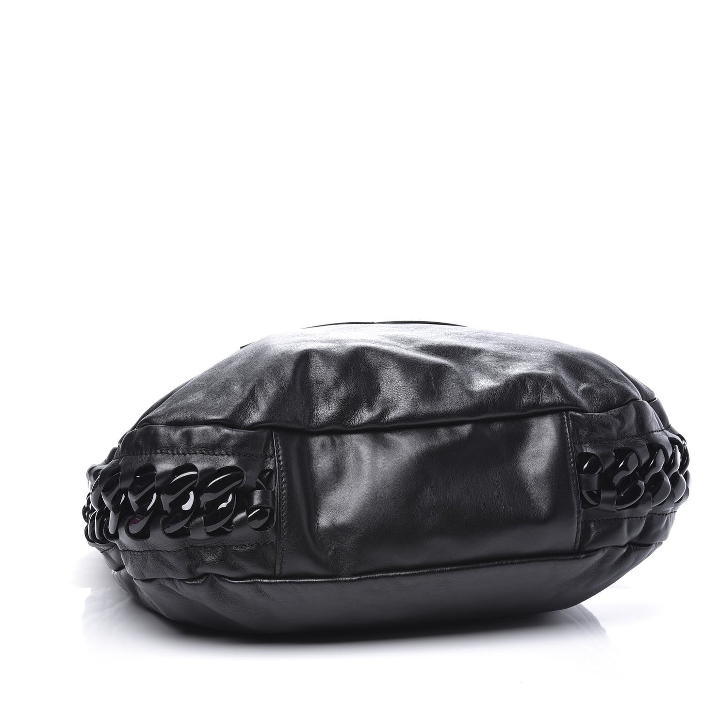 Calfskin Modern Chain Rhodoid Hobo Black