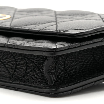 Christian Dior Supple Calfskin Cannage Caro Belt Pouch with Chain Black 9 of 10