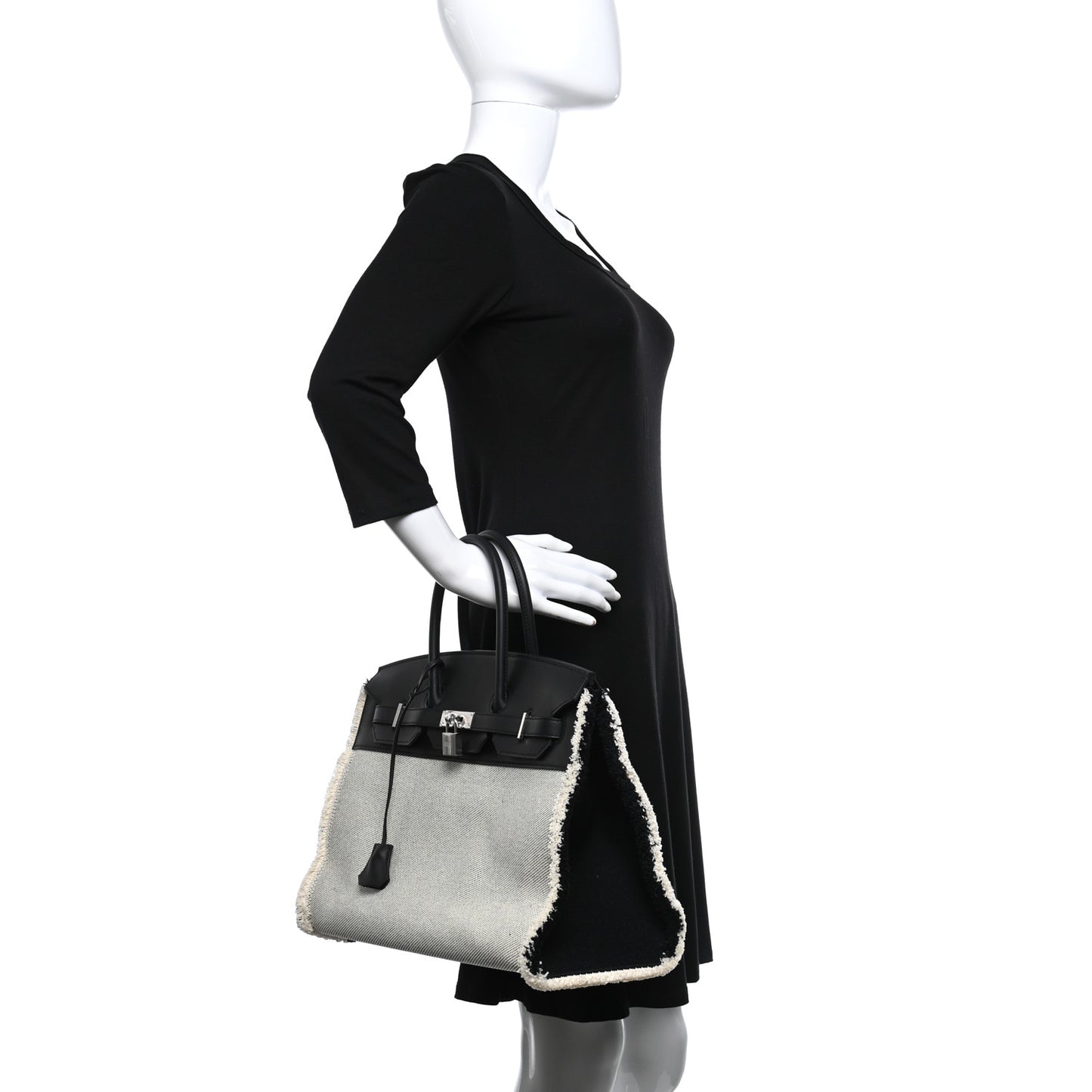 Swift Twill H Fray Fray Birkin 35 Black Ecru