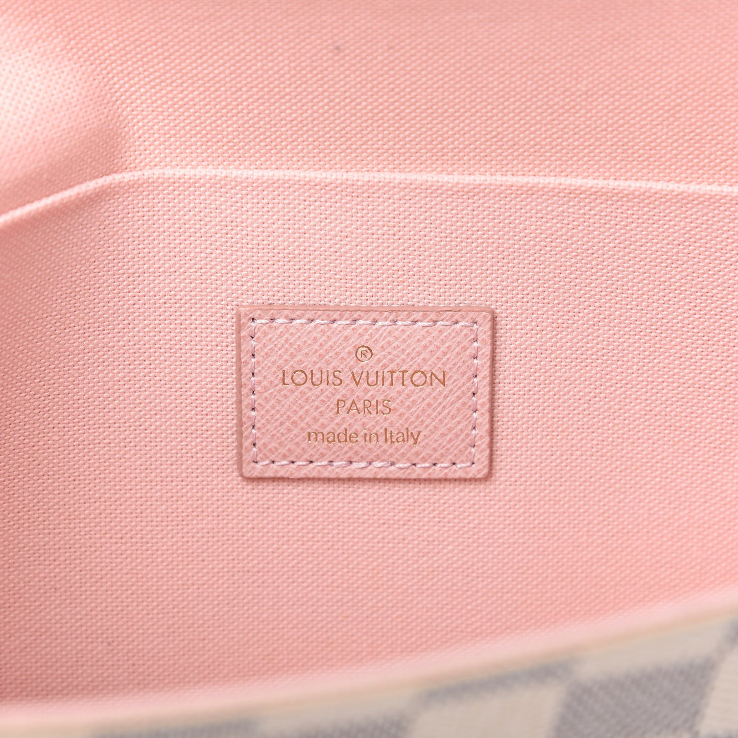 Damier Azur Pochette Felicie Chain Wallet Rose Ballerine
