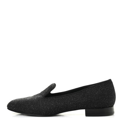 Saint Laurent Metallic Calfskin Smoking Slipper Flat Loafers 38.5 Black Glitter 1 of 9