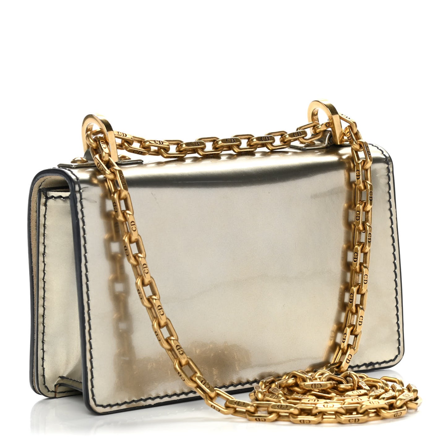 Metallic Calfskin J'Adior Chain Flap Bag Bronze