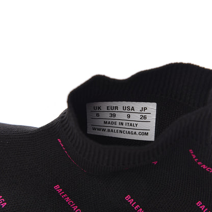 Balenciaga Neoprene Knit Allover Logo Womens Speed Sneakers 39 Black Fuchsia 7 of 8