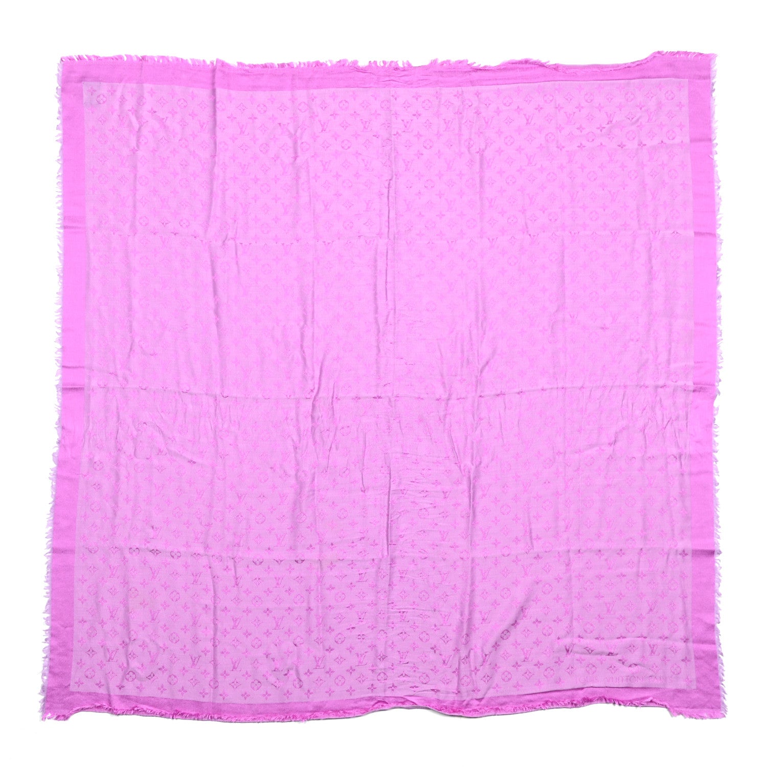 Louis Vuitton Silk Wool Monogram Denim Shawl Cyclamen Pink 1 of 4