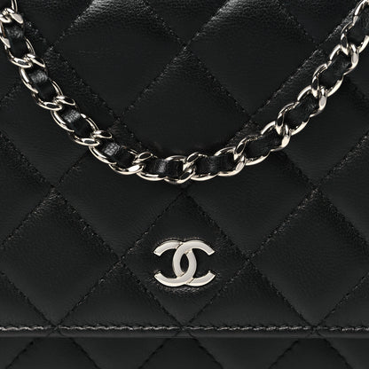Chanel Lambskin Quilted Wallet On Chain WOC Black 9 of 11