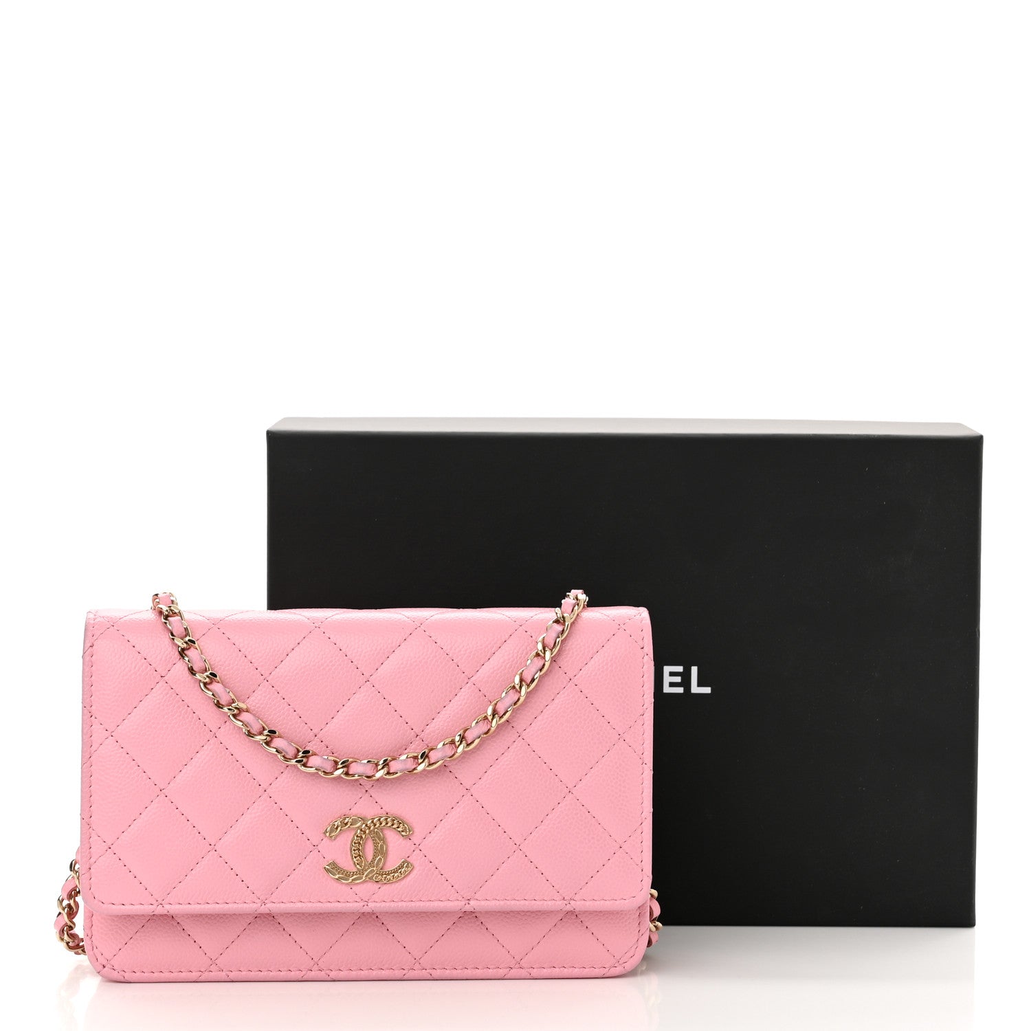 Chanel Caviar Quilted Chain CC Wallet On Chain WOC Pink 12 of 12