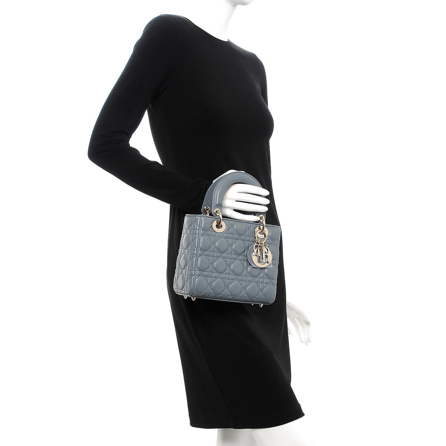 Lambskin Cannage Small My Lady Dior Blue Grey