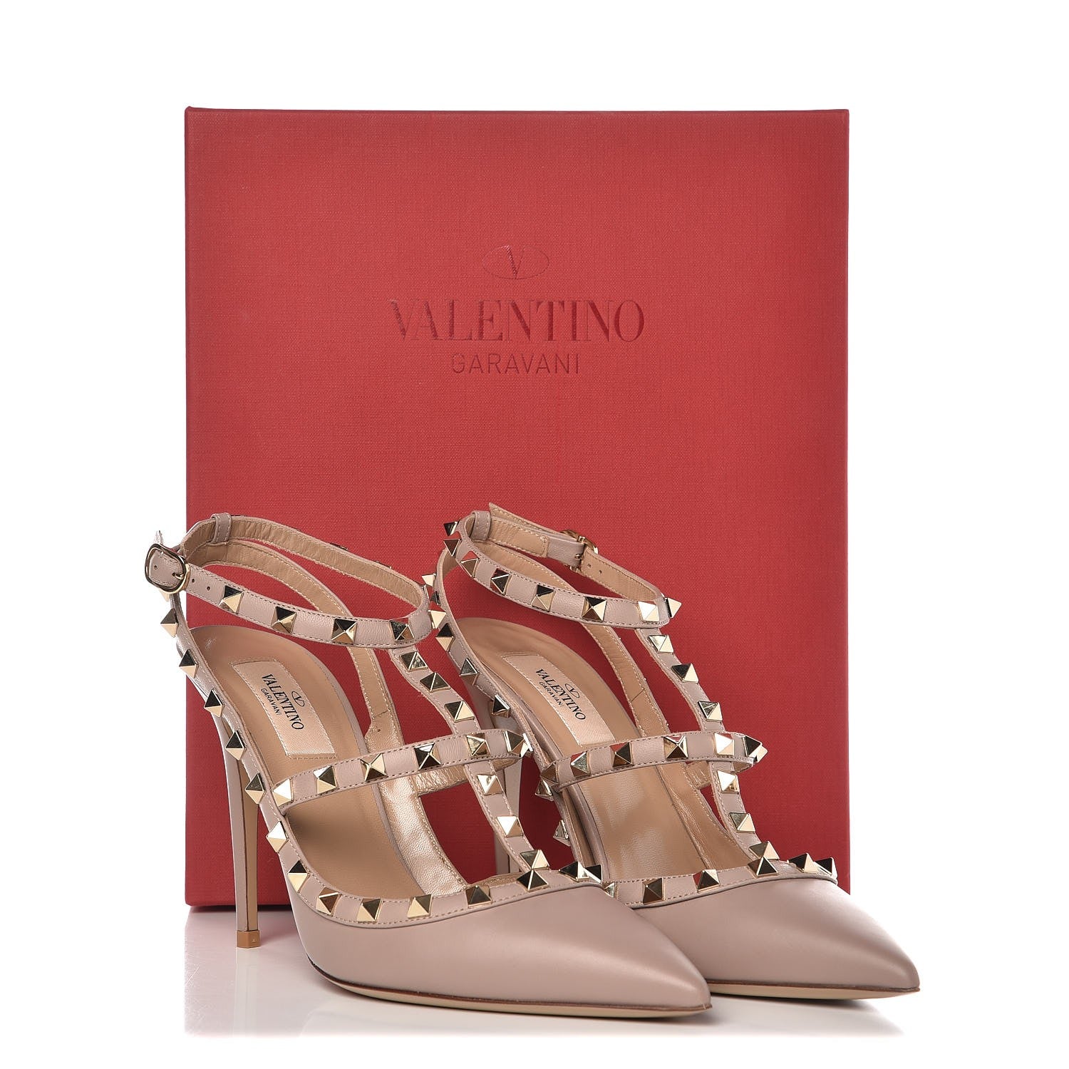 Valentino Garavani Nappa Rockstud Ankle Strap Pumps 40 Poudre 8 of 8