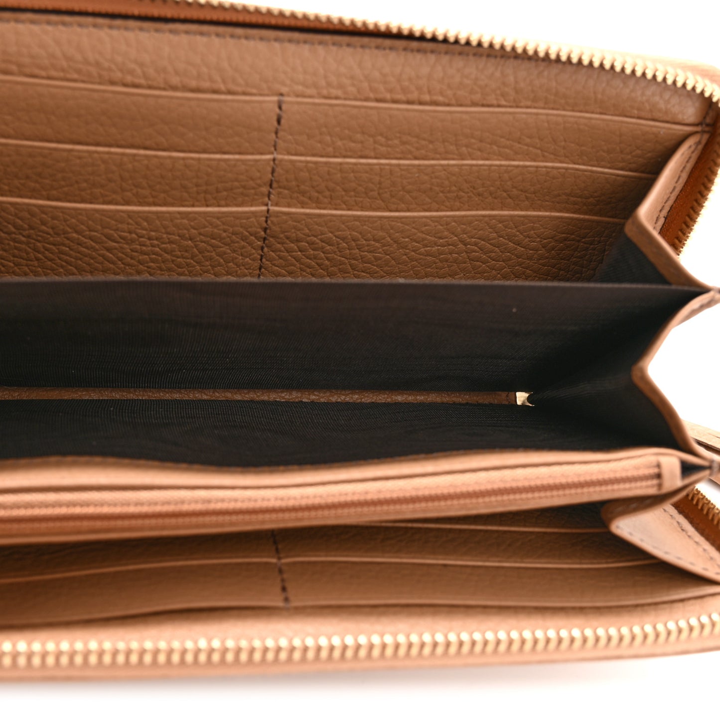 Pebbled Calfskin Soho Zip Around Wallet Camelia