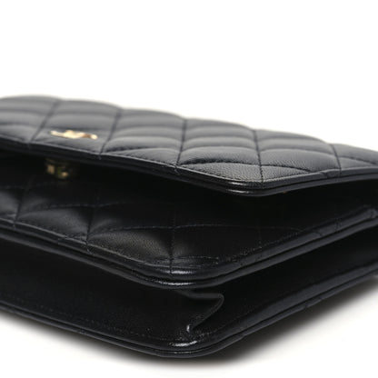 Chanel Lambskin Quilted Wallet On Chain WOC Black 11 of 12