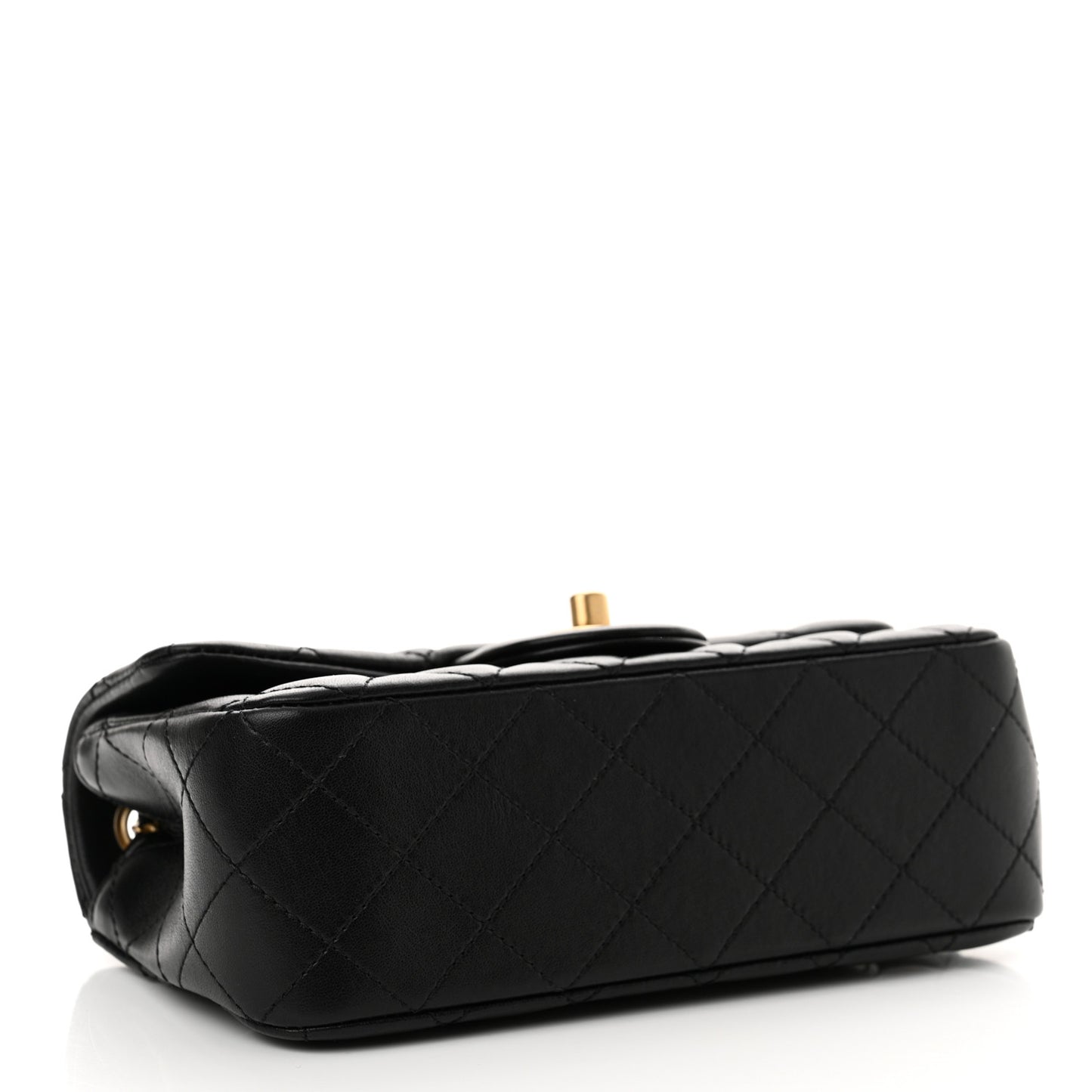 Lambskin Quilted Mini Rectangular Pearl Crush Flap Black