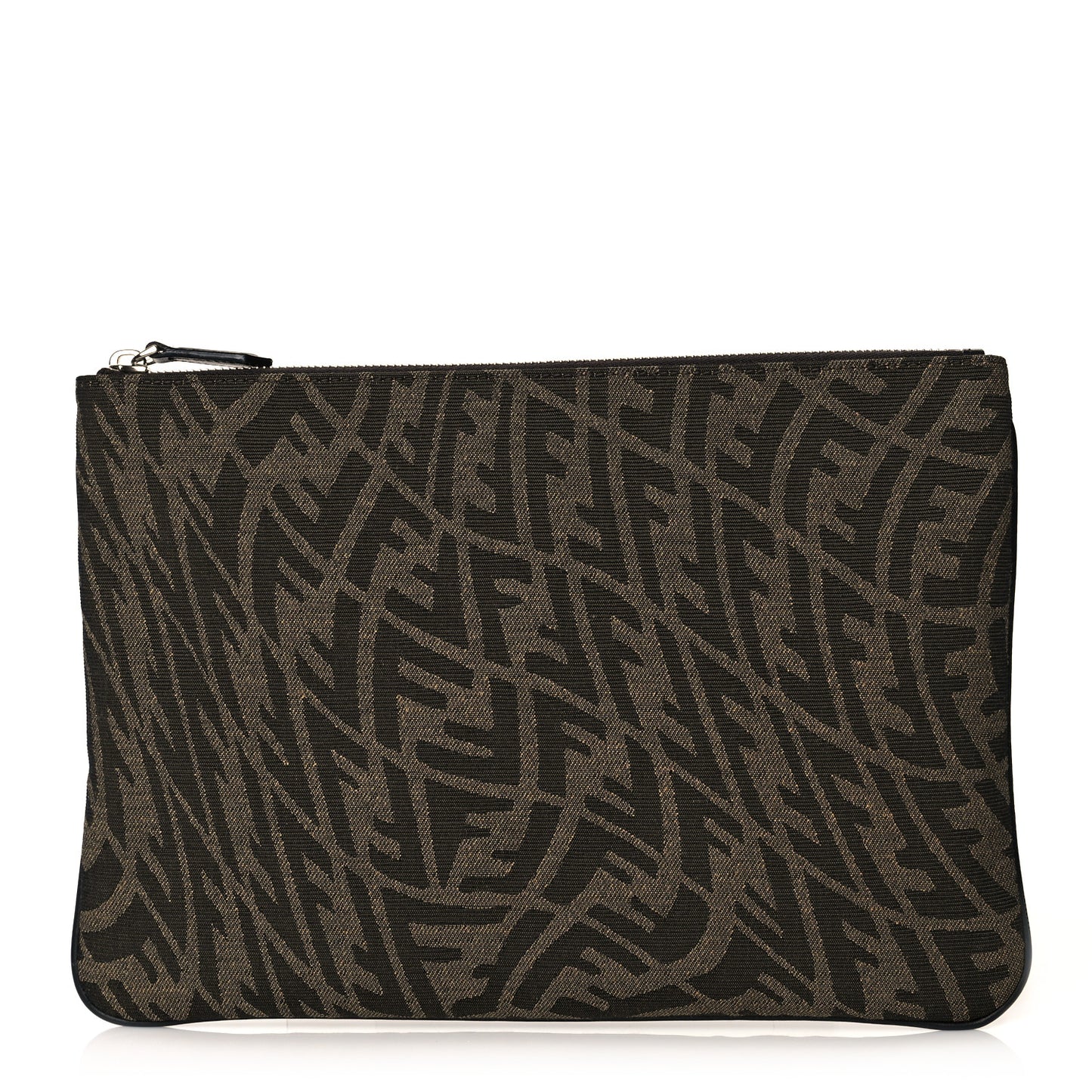 X SARAH COLEMAN Fabric Jacquard FF Vertigo Pouch Tobacco Moro Black