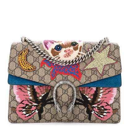 Gucci GG Supreme Monogram Embroidered Medium Dionysus Shoulder Bag Blue 1 of 12