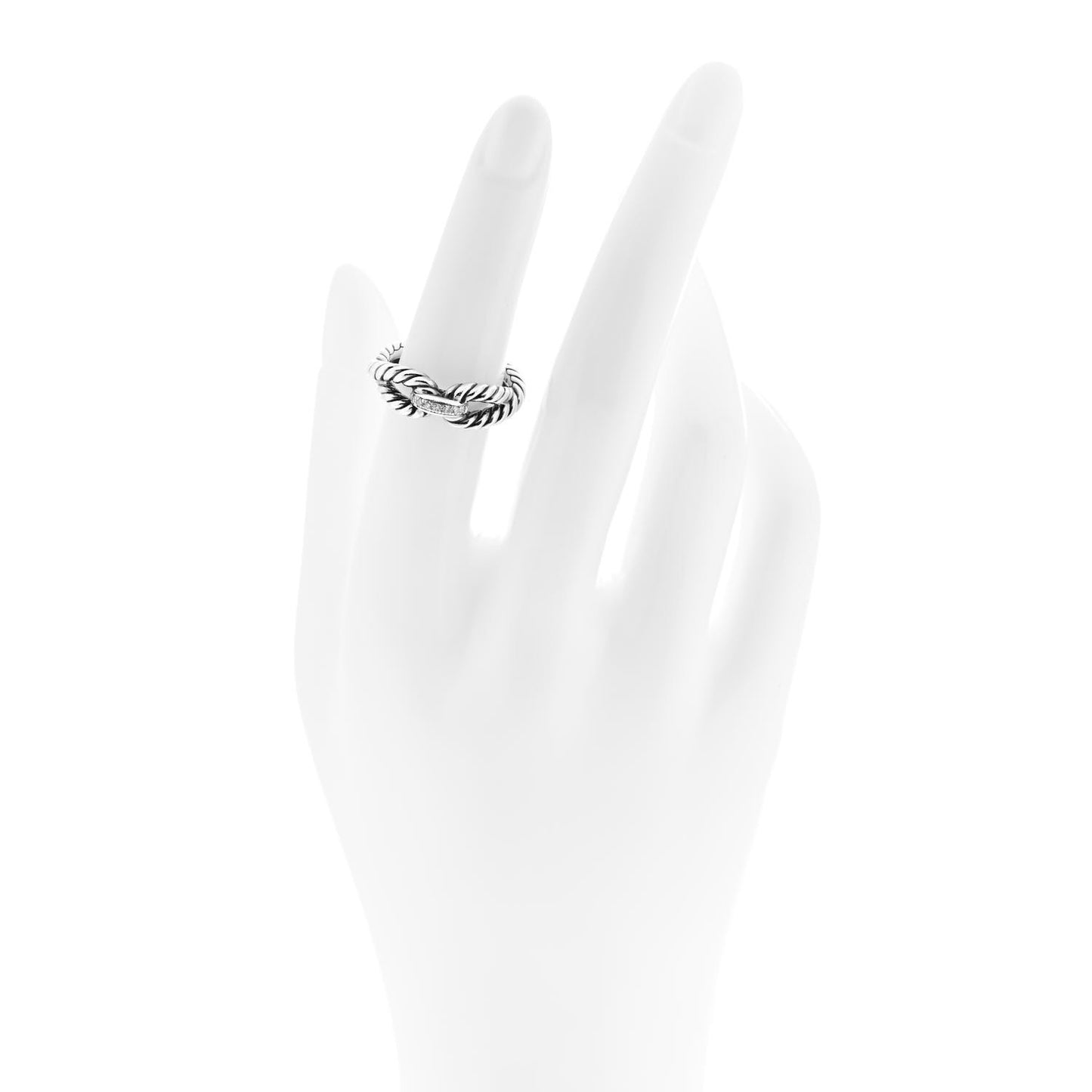 Sterling Silver Diamond Cable Loop Band Ring 50 5.5