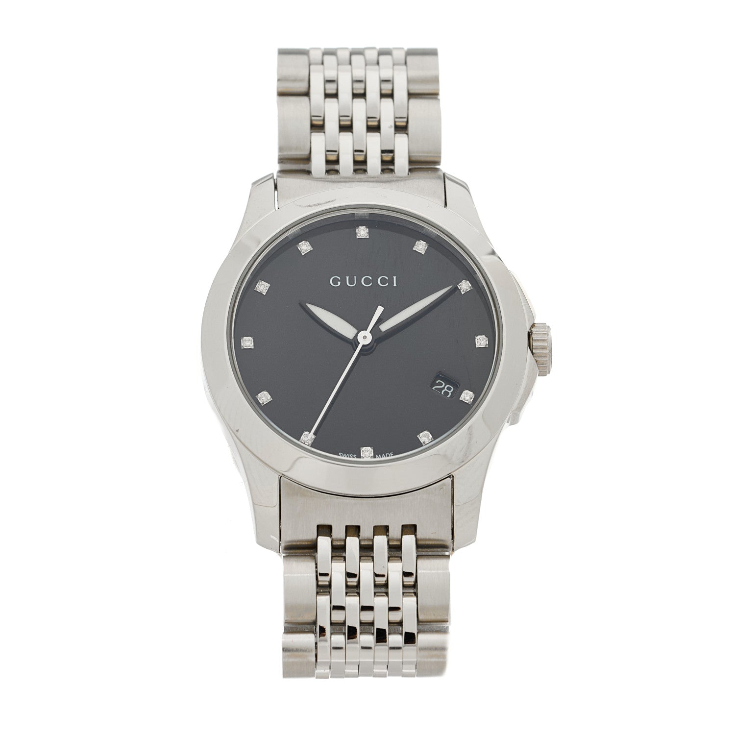 Gucci Stainless Steel Diamond 27mm G-Timeless Quartz Watch Black 1 of 5