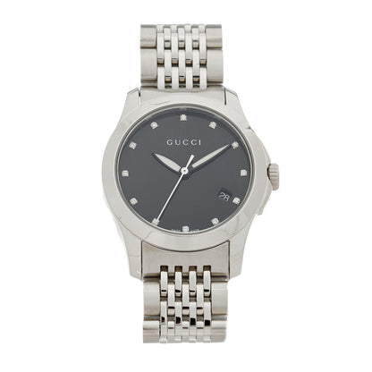 Gucci Stainless Steel Diamond 27mm G-Timeless Quartz Watch Black 1 of 5