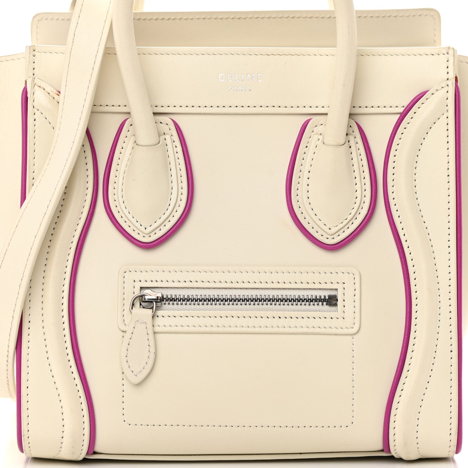 Celine Smooth Calfskin Nano Luggage White Magenta 8 of 24