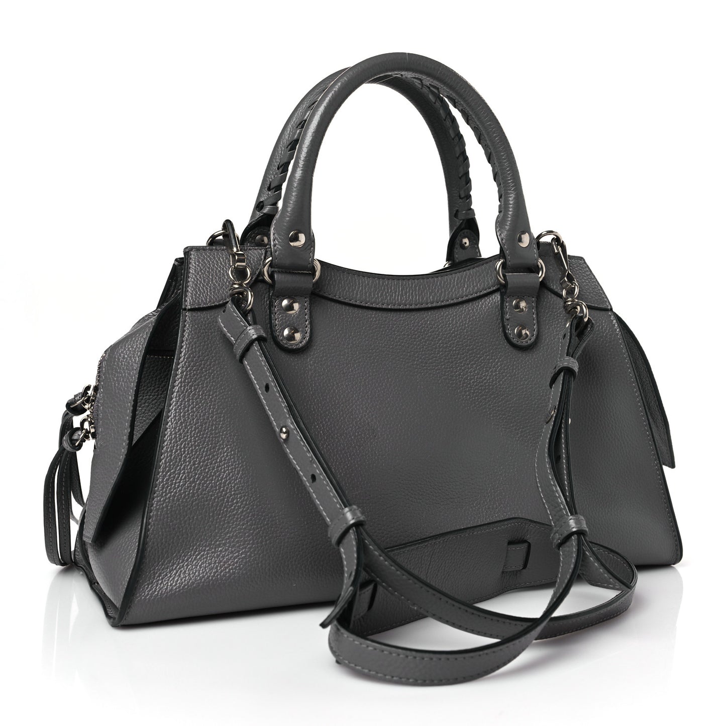 Grained Calfskin Neo Classic Silver Hardware S City Dark Grey